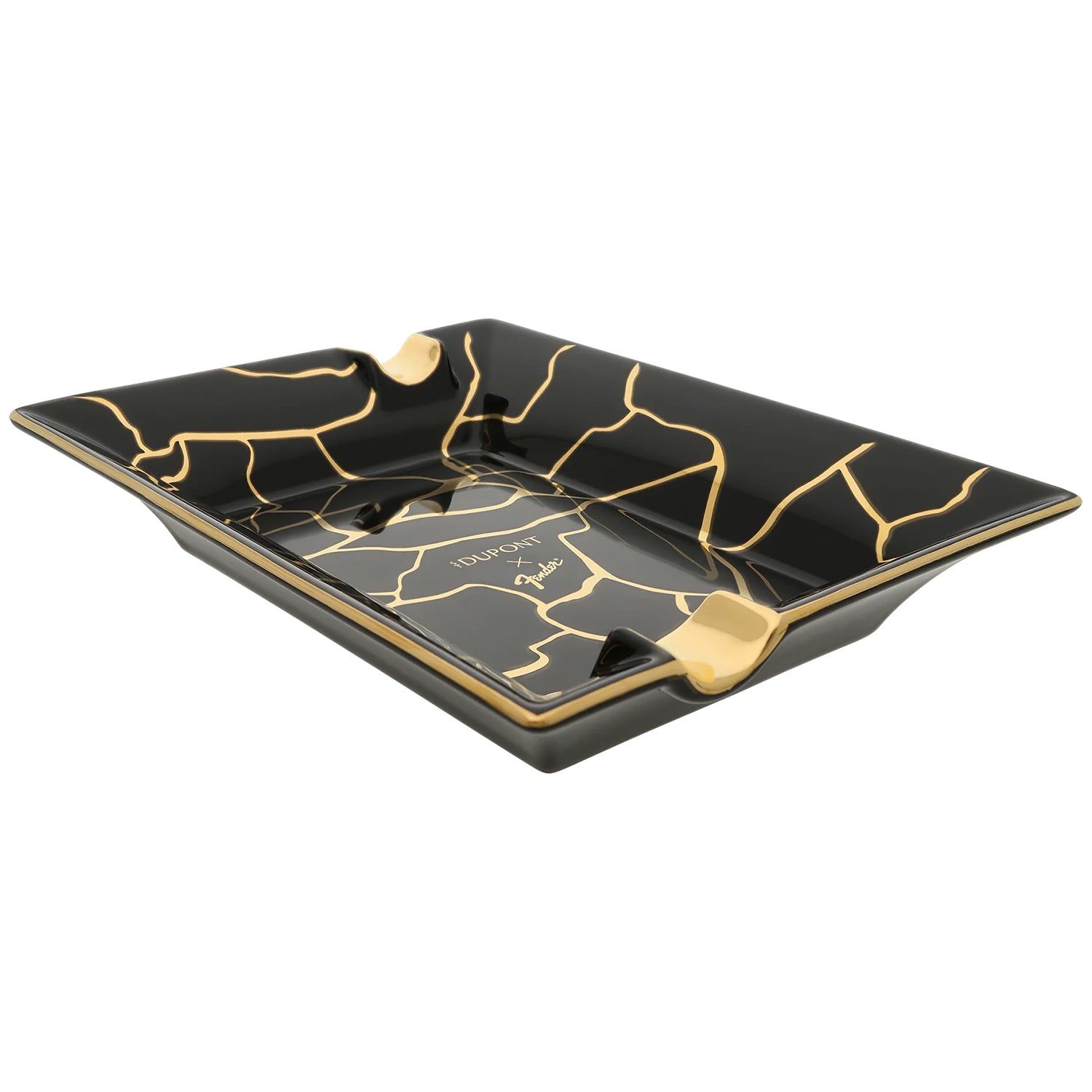 S.T. Dupont Fender Black & Gold Cigar Ashtray | KirbyAllison.com