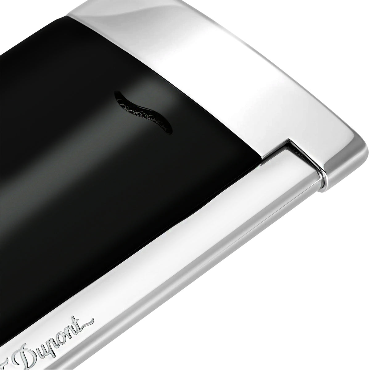 S.T. Dupont Slim 7 Black and Chrome Lacquer Lighter | KirbyAllison.com