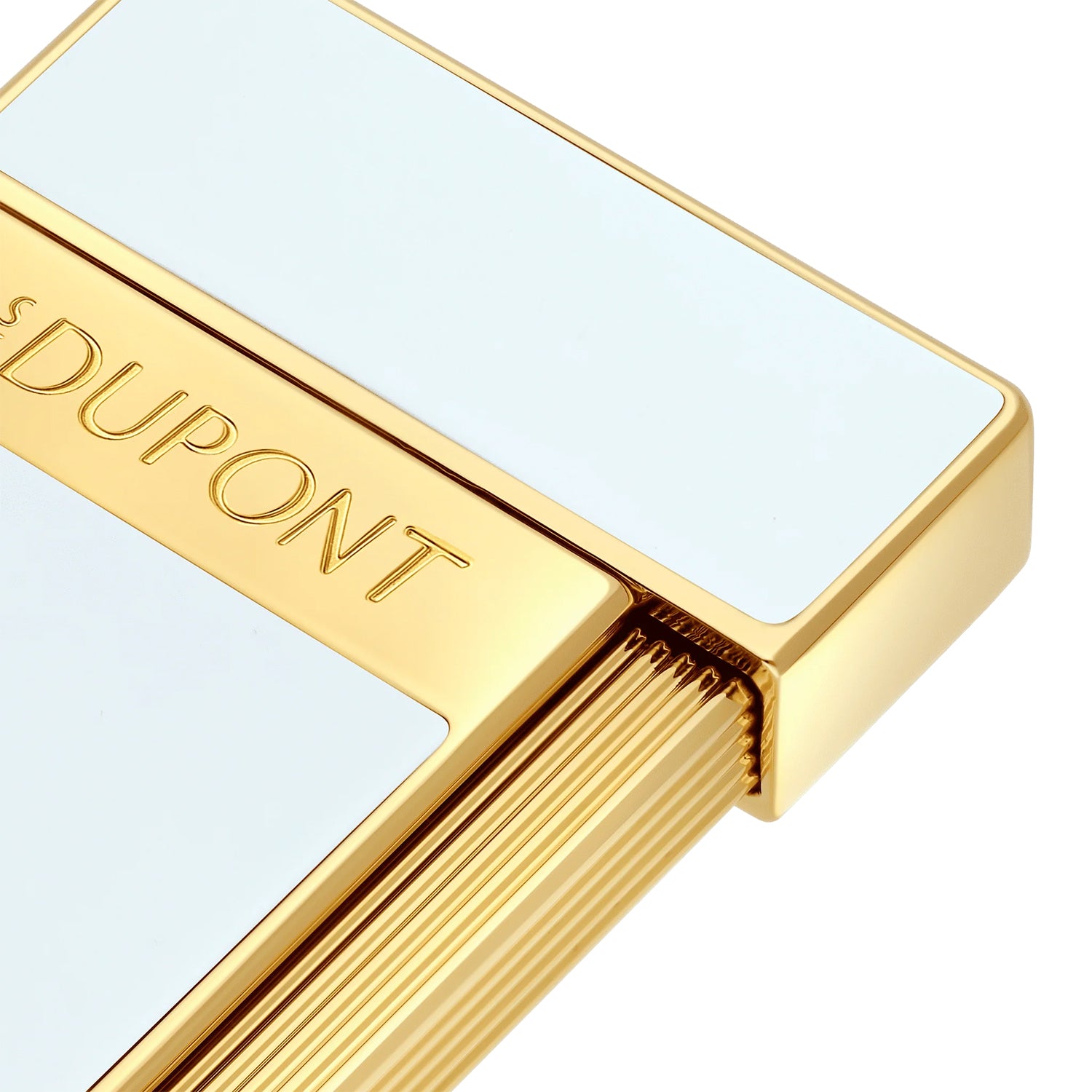 S.T. Dupont Slimmy White Lacquer and Gold Lighter | KirbyAllison.com