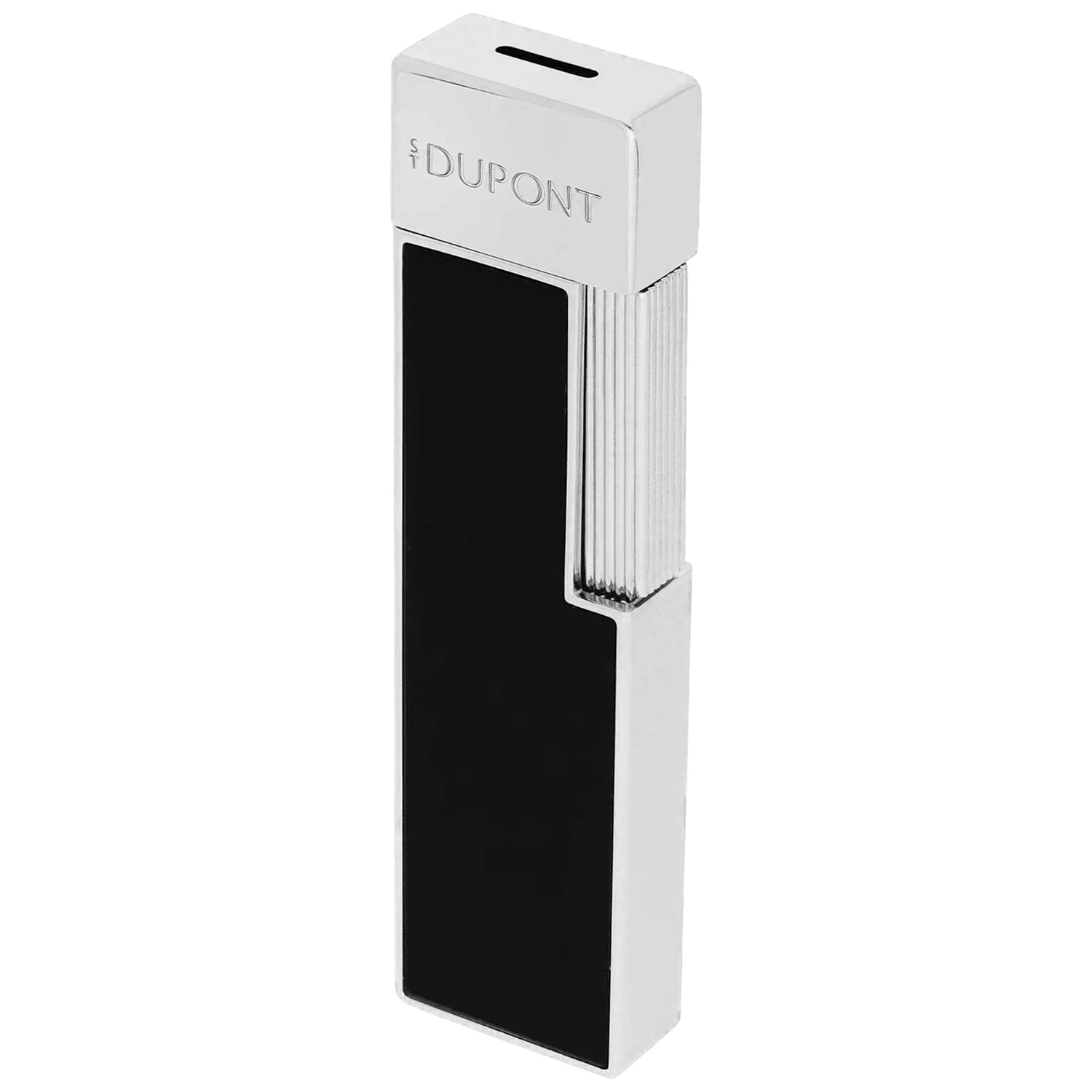 S.T. Dupont Twiggy Chrome Black Lacquered Lighter | KirbyAllison.com
