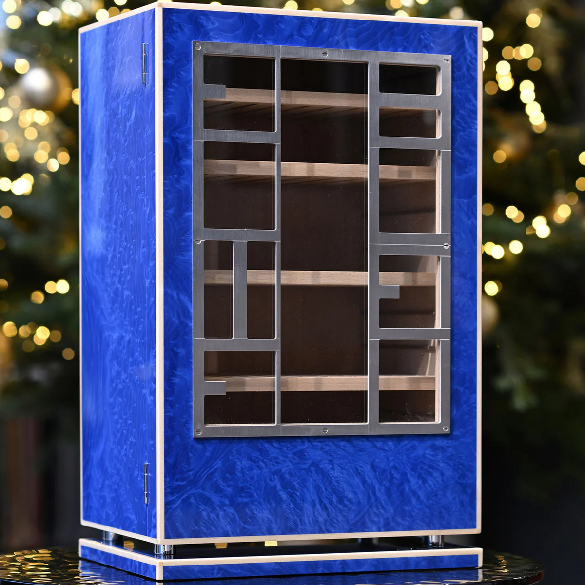 Elie Bleu Blue Madrona Burl Classic Humidor Cabinet (150 Cigars)