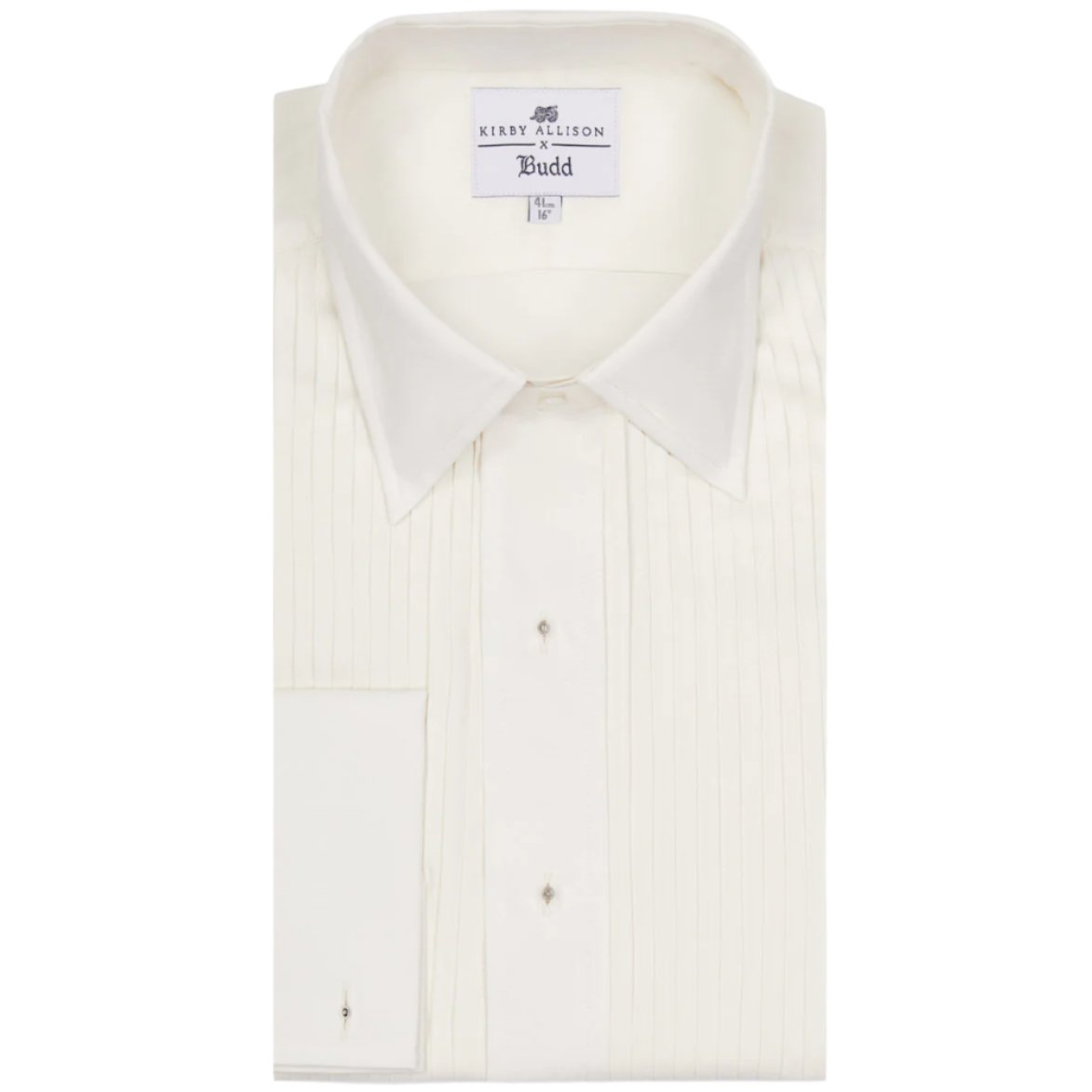 Budd x Kirby Allison Hand Pleated Silk Dress Shirt in Cream 17.0 Budd x Kirby Allison Hand Pleated Silk Dress Shirt in Cream 17.0