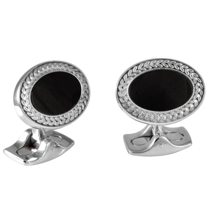 Deakin & Francis Onyx Oval Rhodium Cufflinks