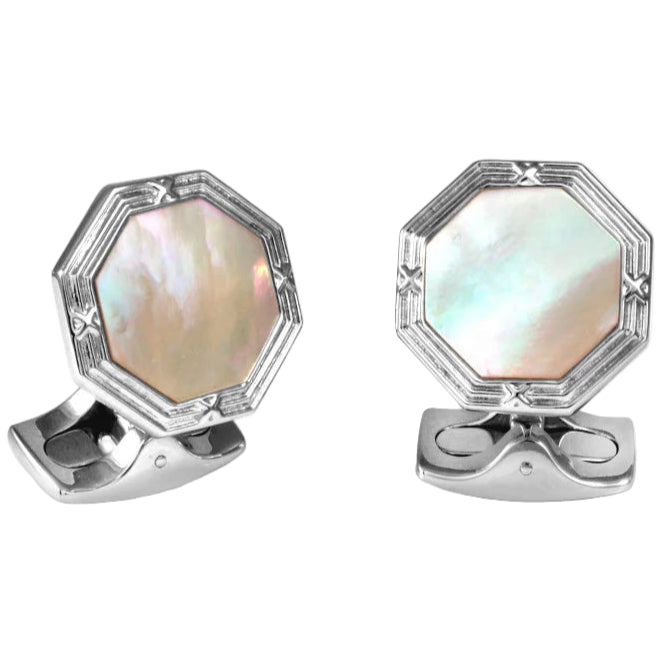 Deakin & Francis Mother-of-Pearl Octagonal Rhodium Dress Set