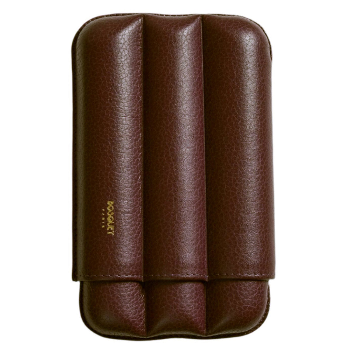 Bosquet Dark Brown Grained Leather Cylindrical Cigar Case (3 Cigars)