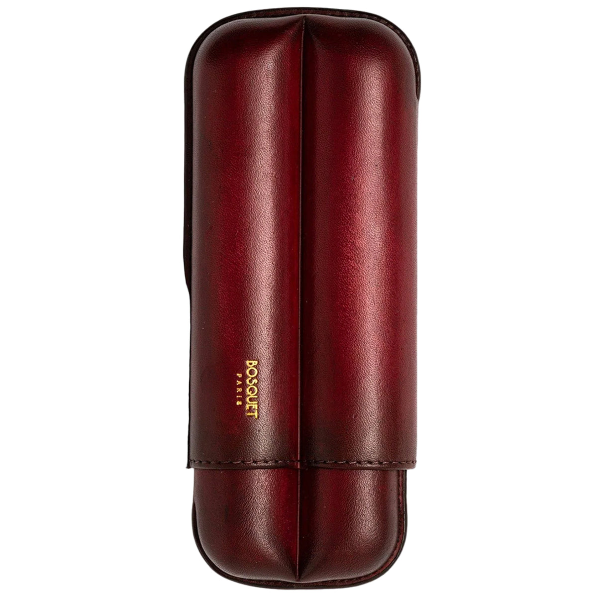 Bosquet Burgundy Patina Smooth Leather Cylindrical Cigar Case (2 Cigars)
