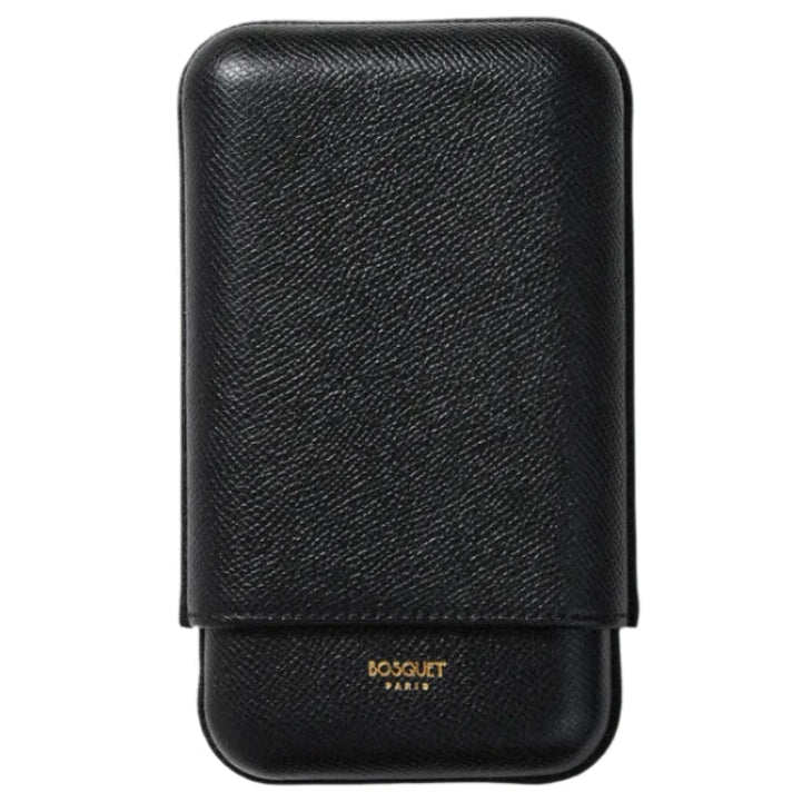 Bosquet Black Grained Leather Cigar Case (3 Cigars)