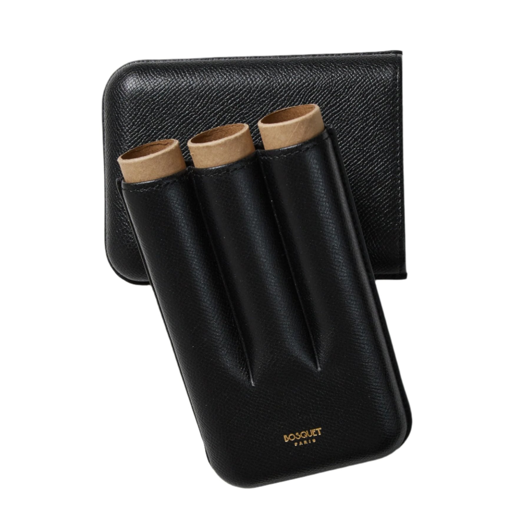 leather cigarette case Portable Slim Ultrathin Box for Hold 10 Regular Size Genuine LeatherSize Bosquet Black Grained Leather Cigar