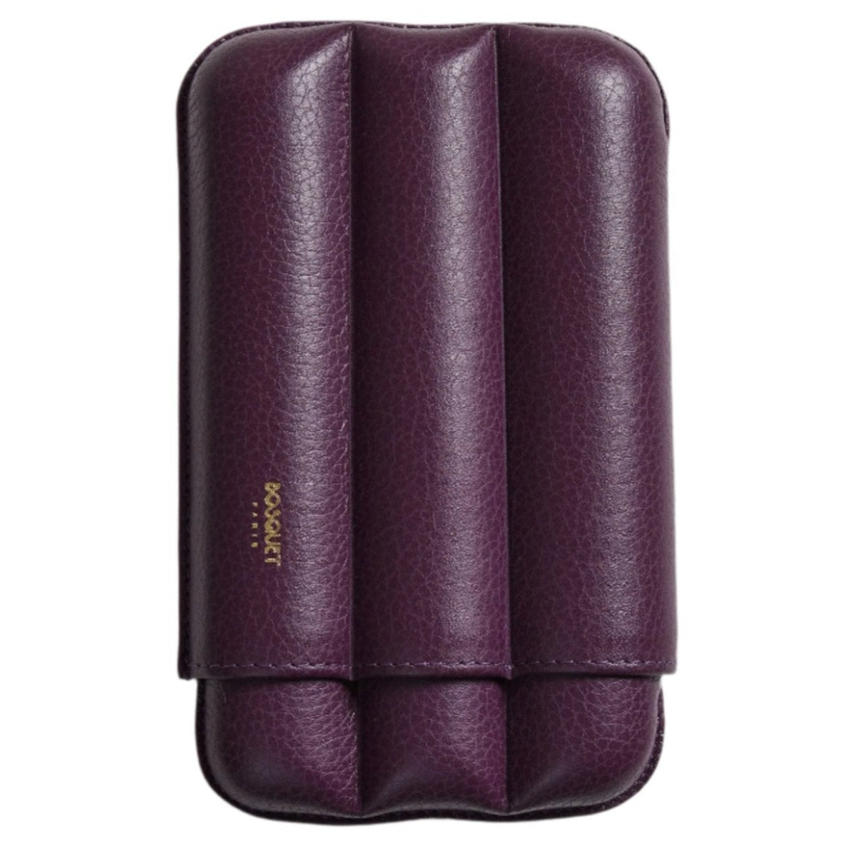 A stylish Bosque Smooth Purple Cylindrical Leather Cigar Case on a white surface.
