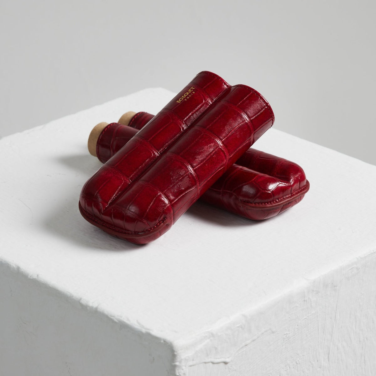 Bosque Bosquet Crocodile Cigar Case in Hermes Red, ice cream sticks, white cube