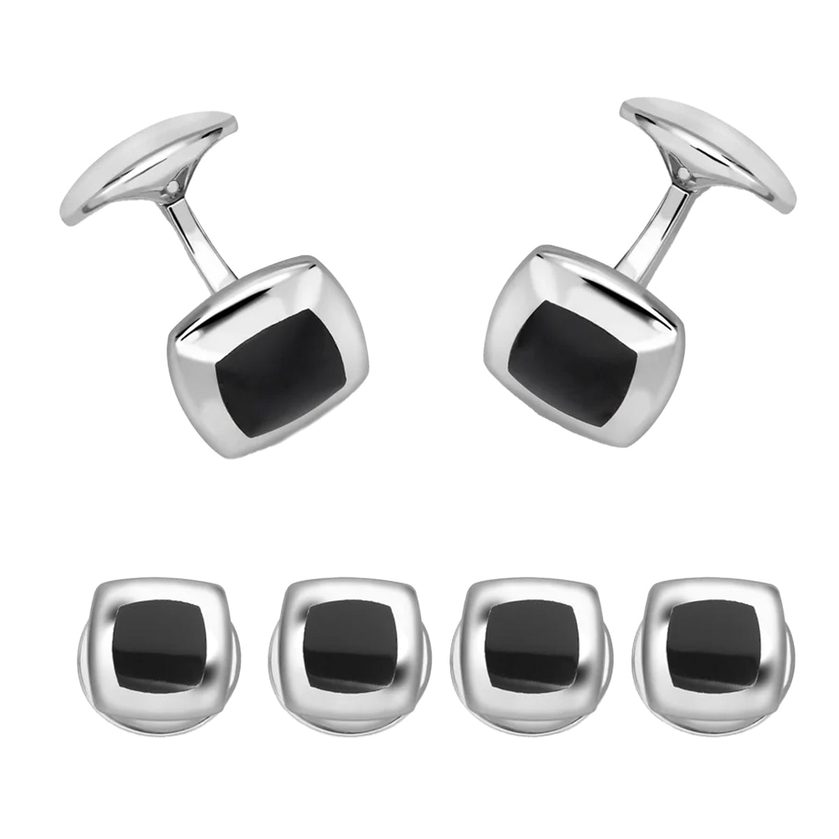 Deakin & Francis Cushion Onyx Sterling Silver Dress Set