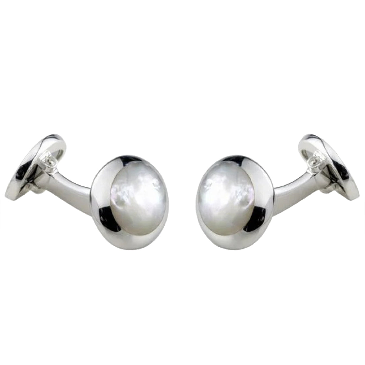 Deakin & Francis Oval White Mother-Of-Pearl Sterling Silver Dress Set