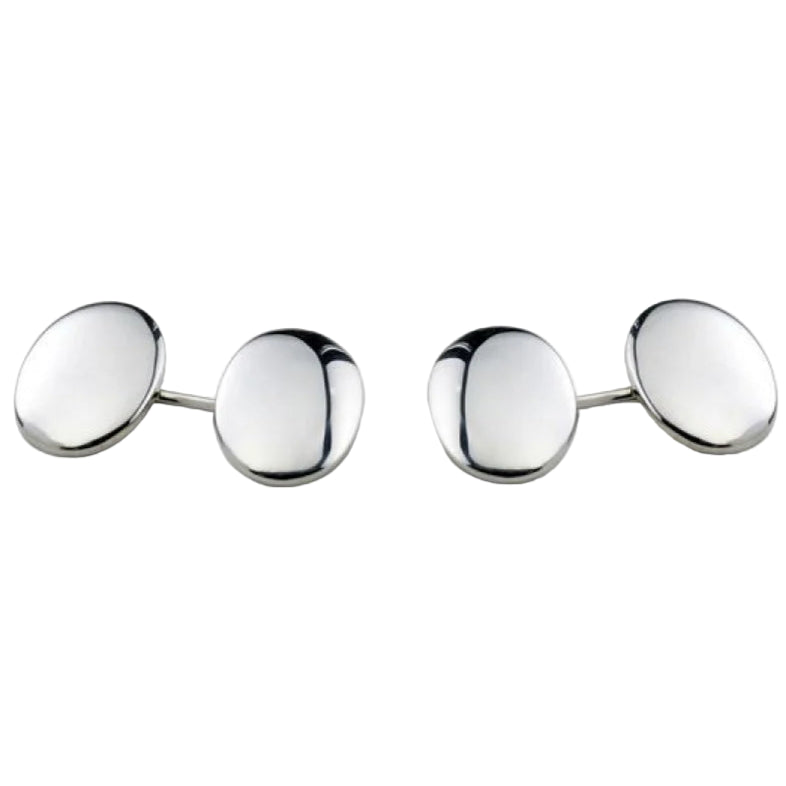 Deakin & Francis Domed Oval Sterling Silver Cufflinks