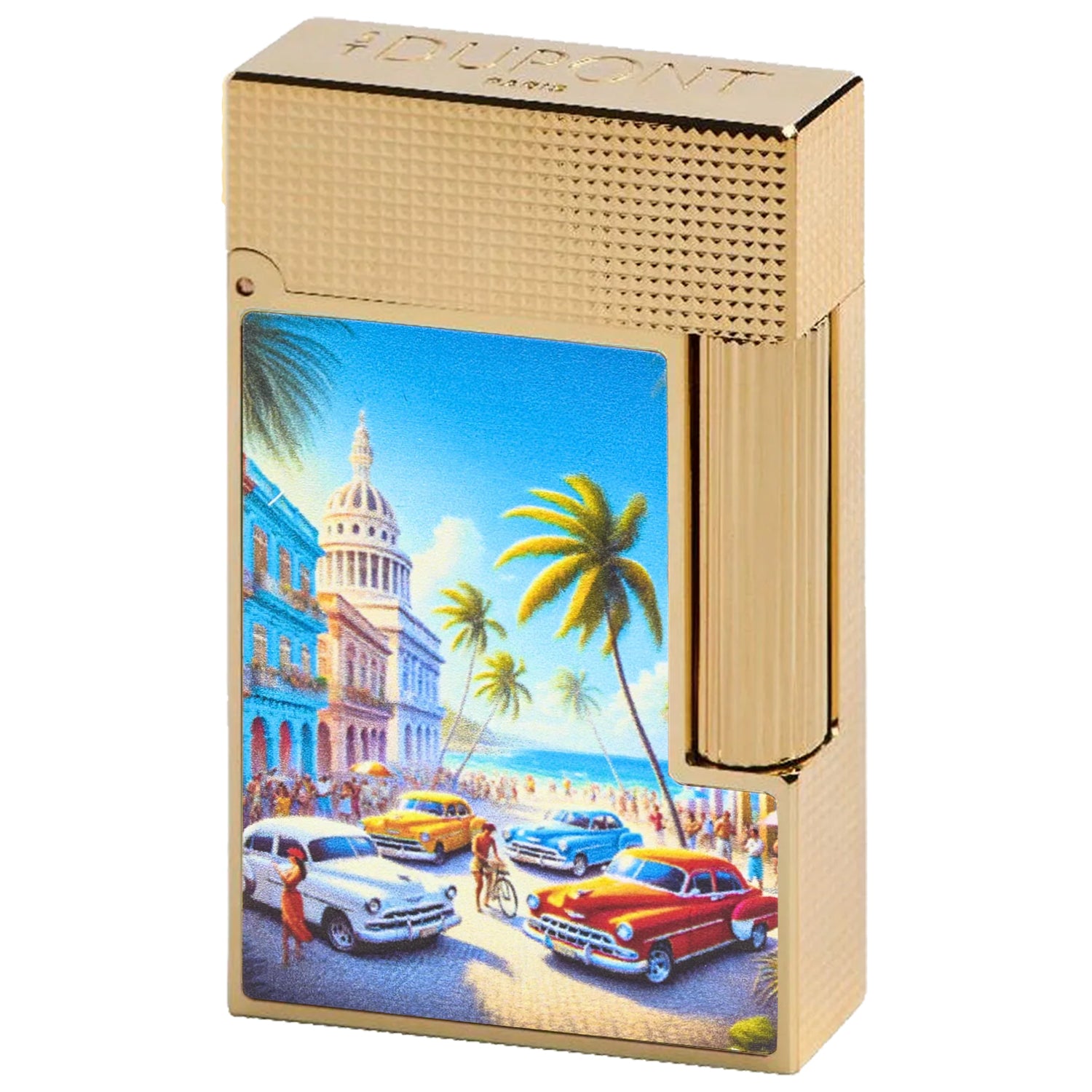 Chapado en Laton ゴールド　Cuba デュポンの音 S.T. Dupont Line 2 Havana Dreams Touring Cuba Gold Finish Lighter