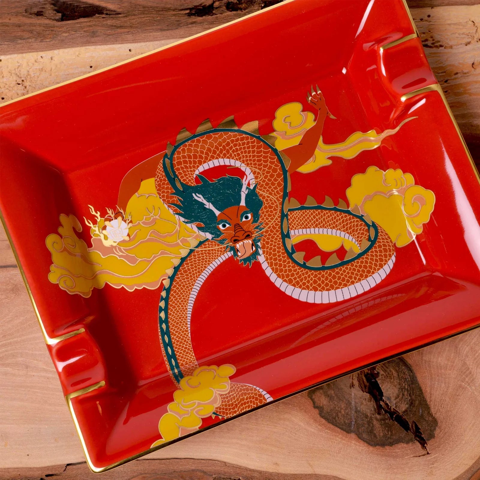 Elie Bleu Dragon Porcelain Ashtray | KirbyAllison.com