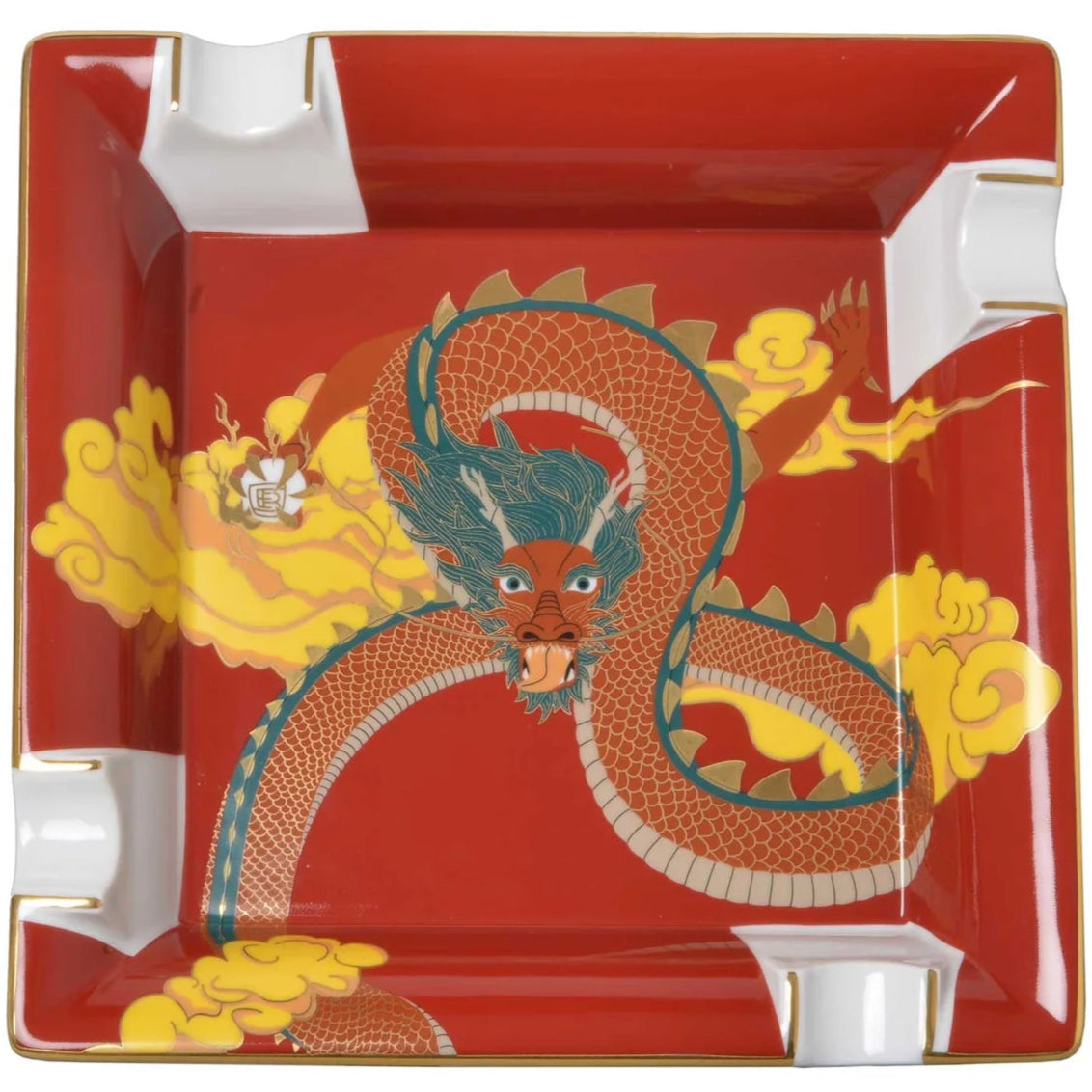 Elie Bleu Dragon Large Porcelain Ashtray | KirbyAllison.com