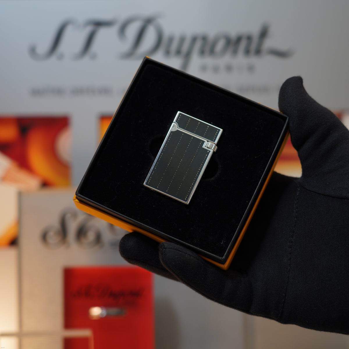 Vintage March 1996 S.T. Dupont “Fantasia” Limited Edition Heavy Platinum Blue‑Grey Lacquer Lighter