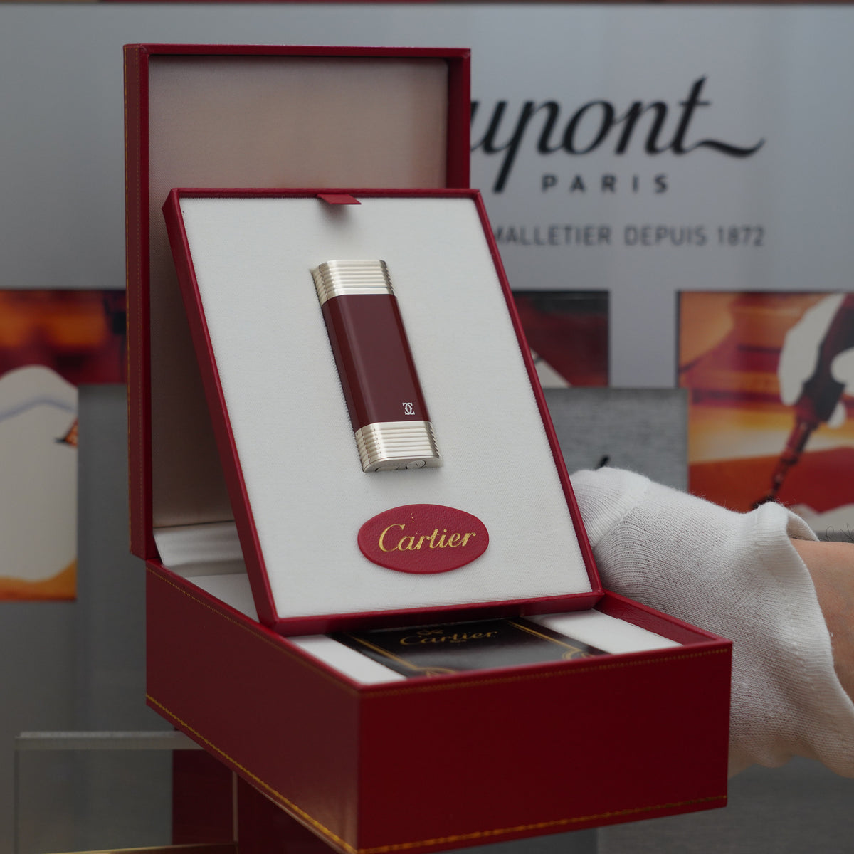 Vintage 1980 Cartier Solid Silver 925 Lighter Argent Massif Corail Rouge