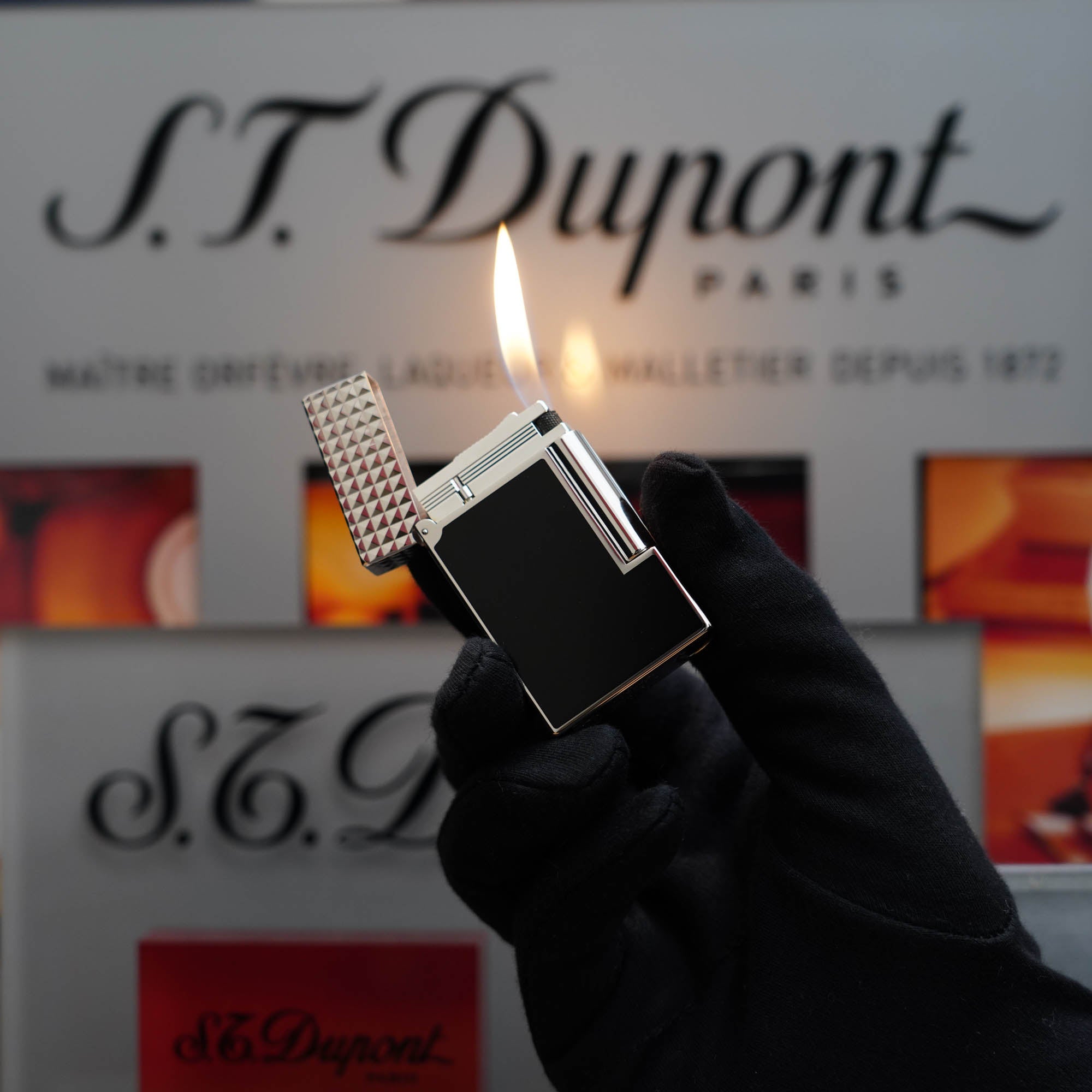 Vintage 1990 S.T. Dupont Montparnasse Palladium Finish Black