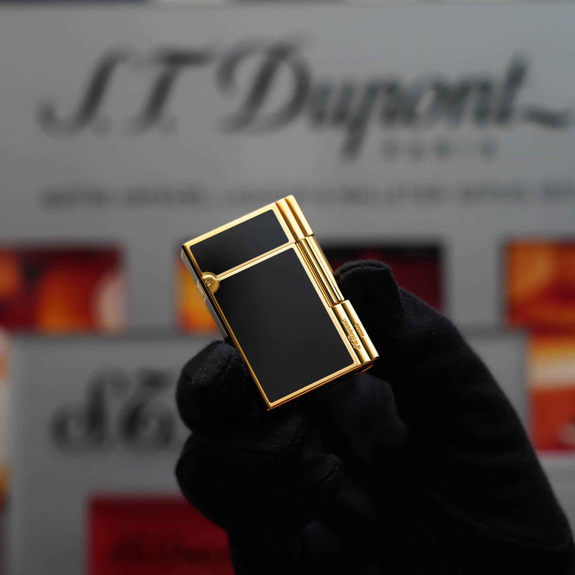 Vintage 1980 St Dupont Gatsby Heavy 24k Gold Natural Black Lacquer