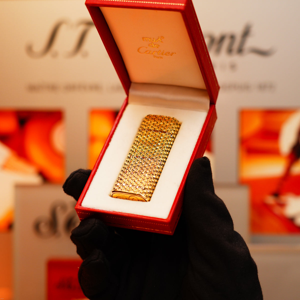 Vintage 1970 Rare Cartier Solid 18k italian Gold Basket with 750 Hallmark Lighter