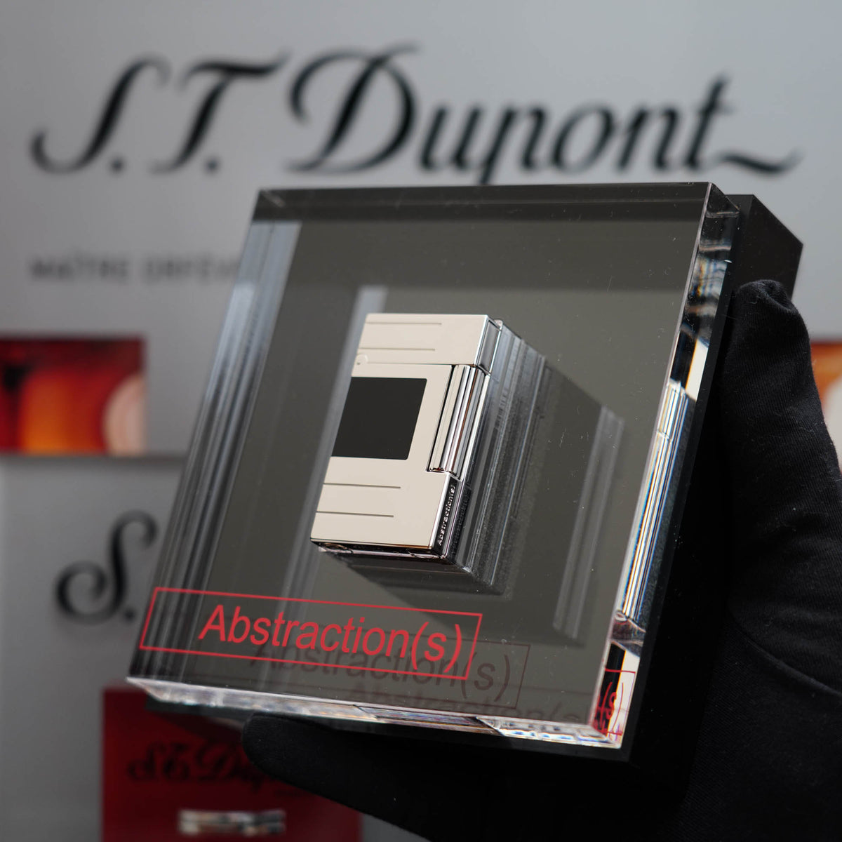 Vintage 1999 St Dupont Abstraction Limited to 2500 Heavy Palladium Finish Ligne 2 Black Lacquer Lighter
