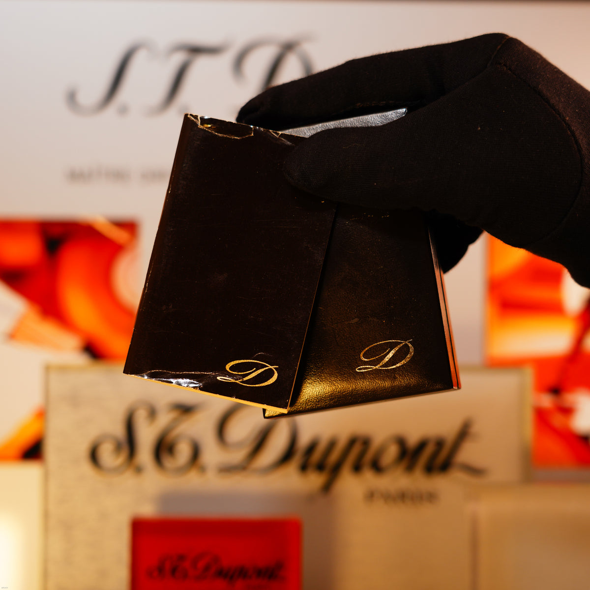 Vintage 1990 S.T. Dupont Ligne 2 Heavy Platinum “Abstraction Red” Limited Edition – Artistic Red Lacquer, Loud Cling, Authentic Box & Papers (Not Related to Model)