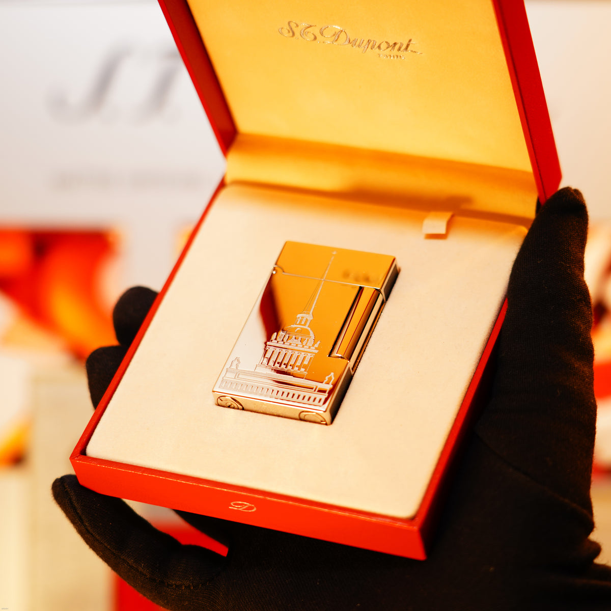 Vintage 2003 S.T. Dupont Ligne 2 Large “Saint Petersburg” Limited Edition Heavy Platinum Lighter – 1 of 300 Full Set “cling” sound
