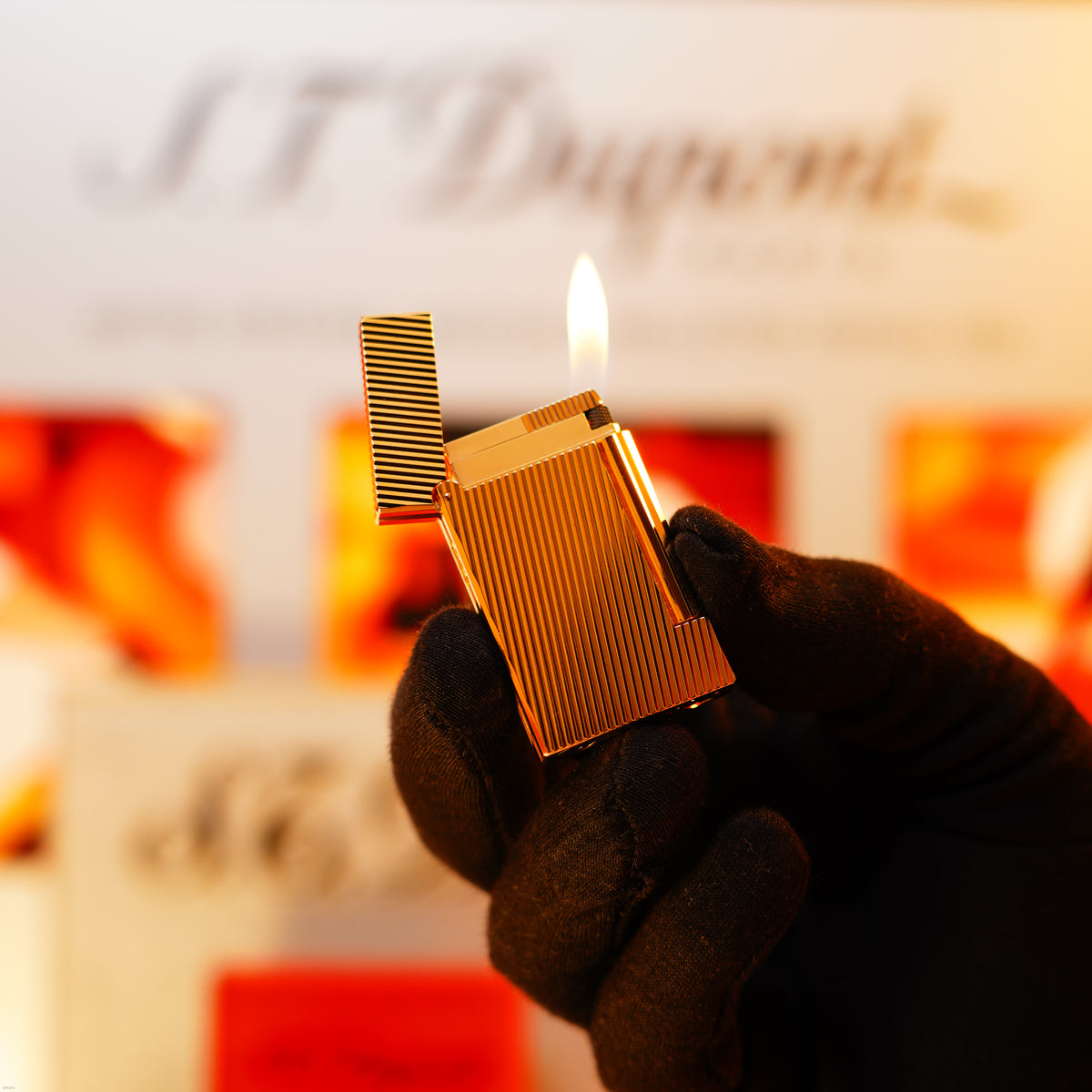 Vintage 1991 S.T. Dupont Ligne D Lighter – Rare 20‑Micron Gold‑Plated Early Model, New Old Stock with Signed Papers & Leather Case, Full Set