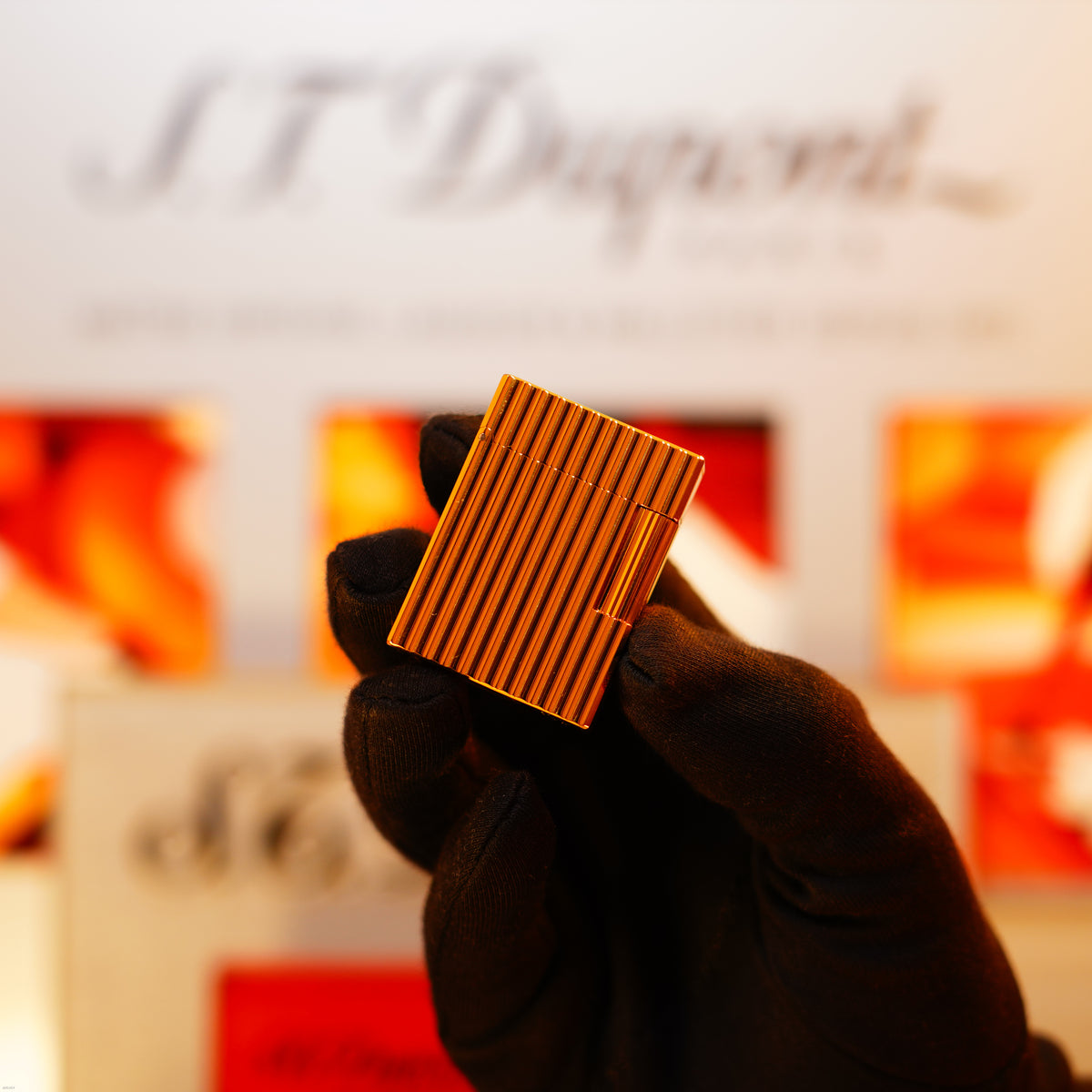 Vintage 1978 S.T. Dupont Ligne 1 Short “Vertical Line” Lighter – 20‑Micron Gold‑Plated Finish, Honest Used Condition, Full Set with Box & Docs