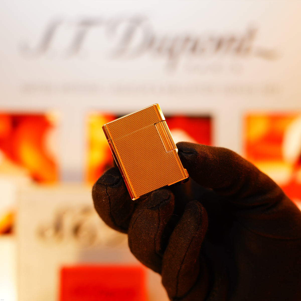 Vintage 1990 S.T. Dupont Ligne 1 Small “Barley Pattern” Lighter – 20‑Micron Gold‑Plated Finish, Full Set, Excellent Condition