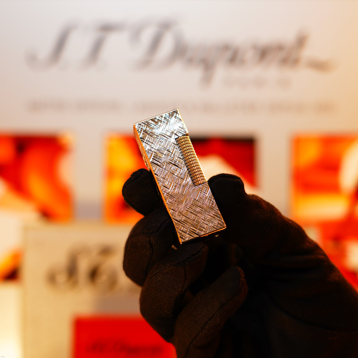 Vintage 1971 Dunhill Rollagas “Cross Hatch” Lighter – Heavy Silver Finish, Rare Early Pattern, Good Full Set