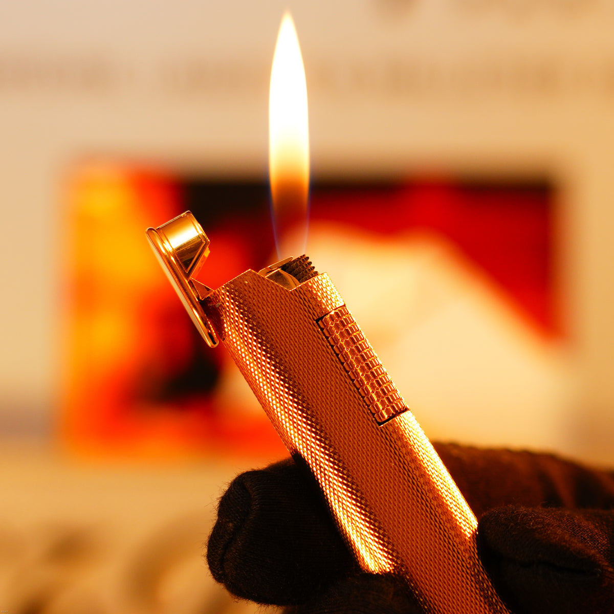 Vintage 1960 Dunhill Dress Lighter – Heavy 24K Gold‑Plated “Barley Pattern”, New Old Stock Full Set from London’s Golden Era