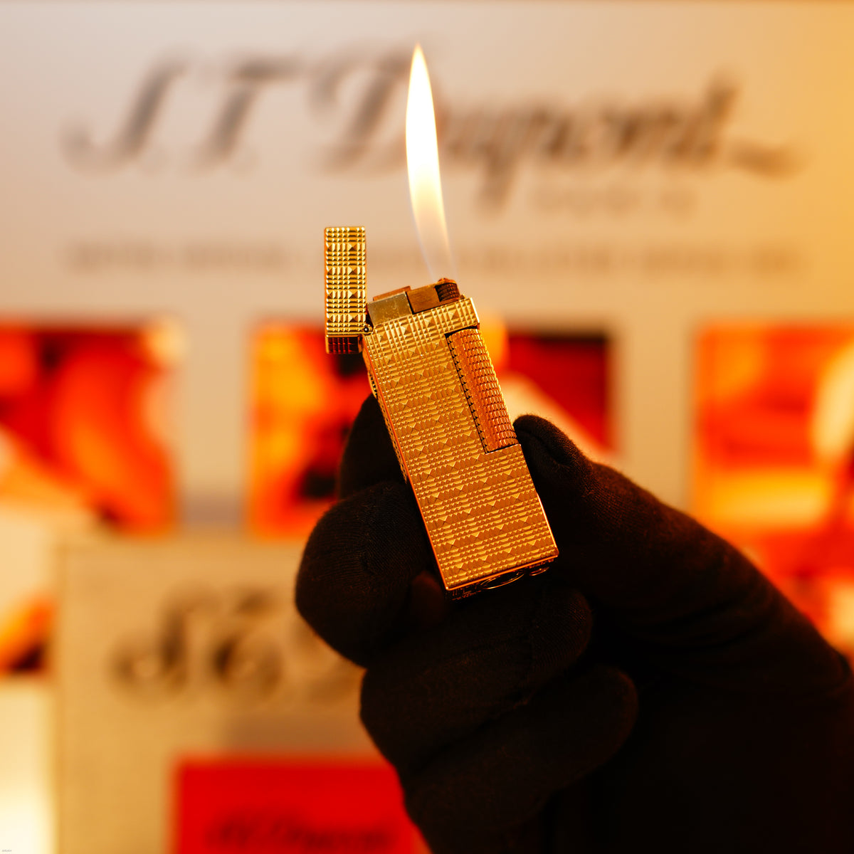 Vintage 1979 Dunhill Rollagas Lighter – Heavy 24K Gold‑Plated Rare Pattern, Amazing Collector Condition, Full Set