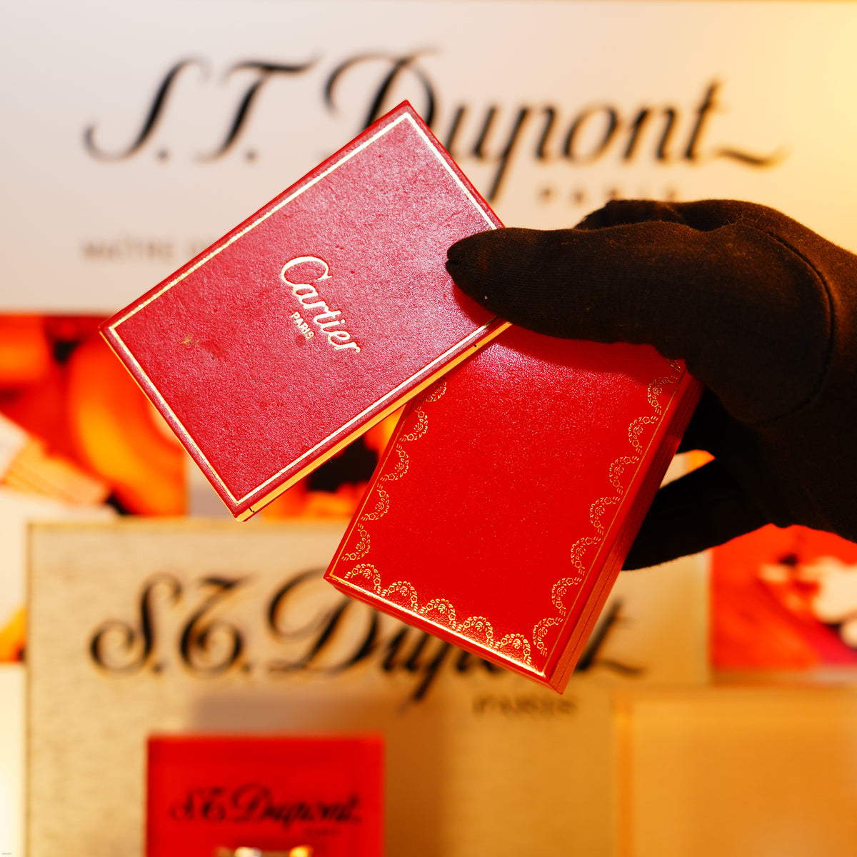 Vintage 1980 Cartier Standard Lighter – Full Black Natural Lacquer with Double‑C Logo, 24K Gold Finish & 18K Trinity Ring, Rare, Fair Condition