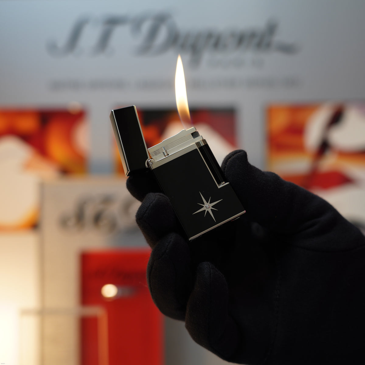 Vintage 1990 S.T. Dupont Ligne 2 Large Natural Diamond Limited Edition Black Lacquer Palladium Lighter Clink Sound