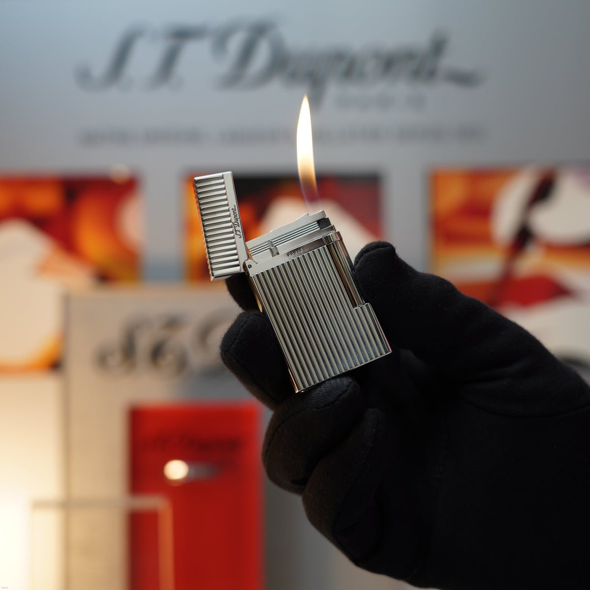 Vintage 1990 S.T. Dupont Montparnasse Heavy Silver Finish Large Ligne 2 Lighter Clink Sound