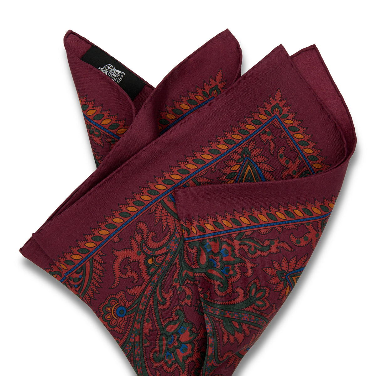 Sovereign Grade Burgundy Large Paisley 100% Silk Pocket Square