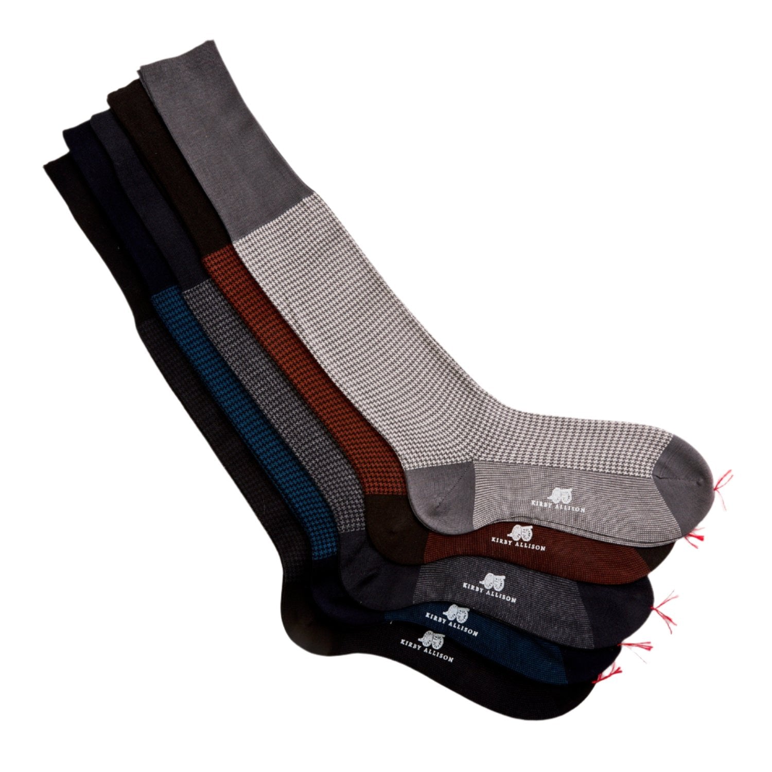 Bresciani Houndstooth OTC Cotton Dress Socks 11 / Navy