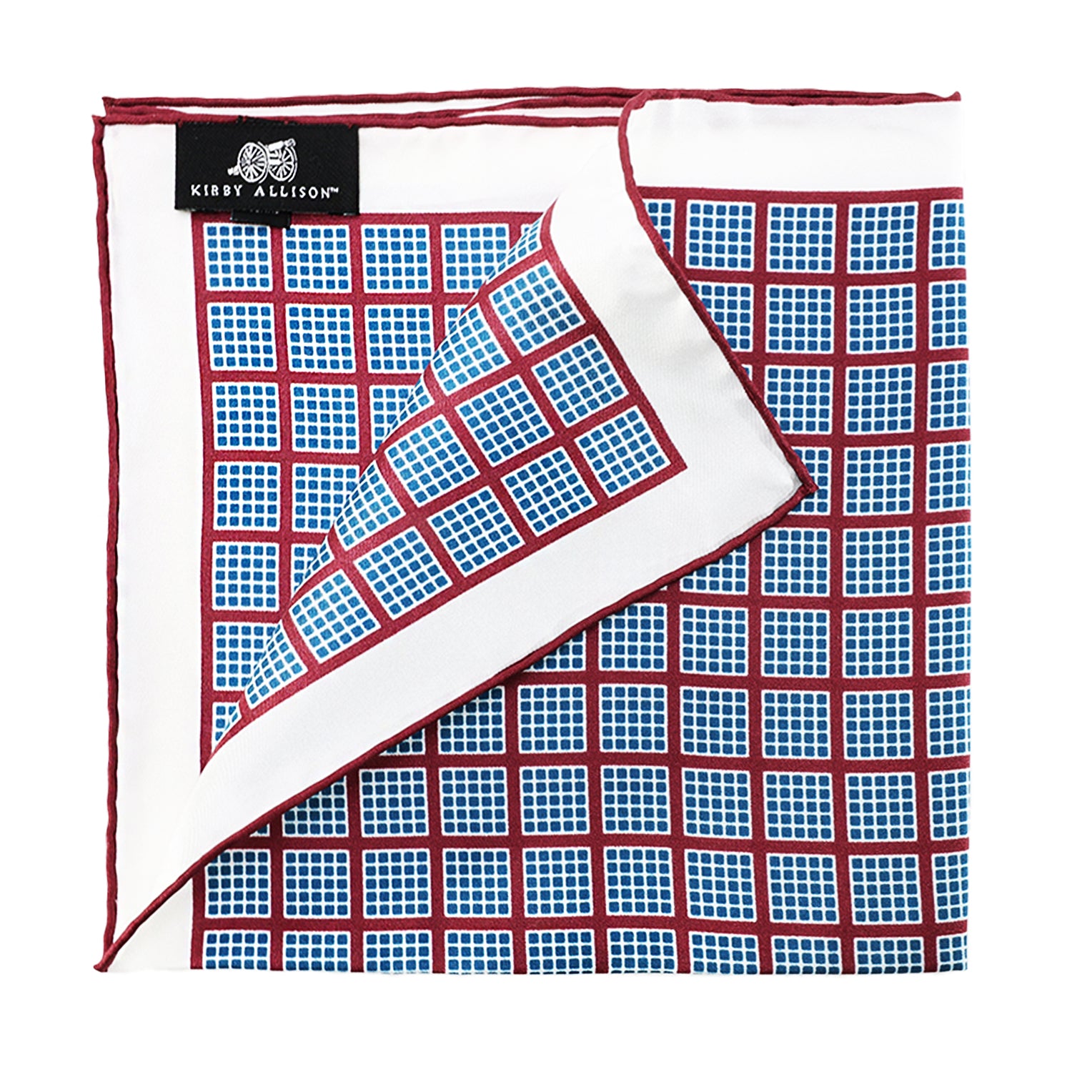 Sovereign Grade White & Burgundy Quadrant Pocket Square