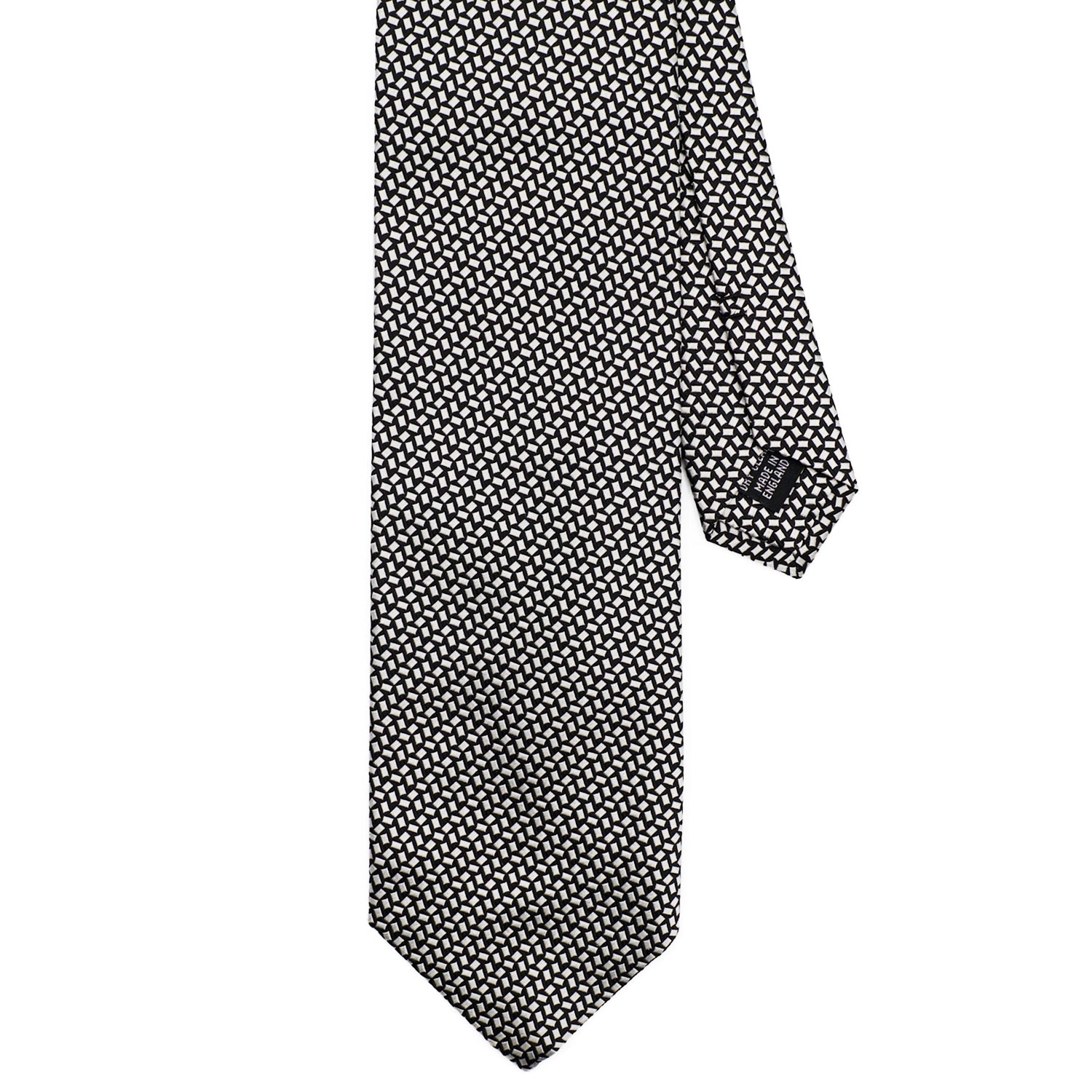 Sovereign Grade Black & Silver Repeating Rectangle Bodiam Archive Tie