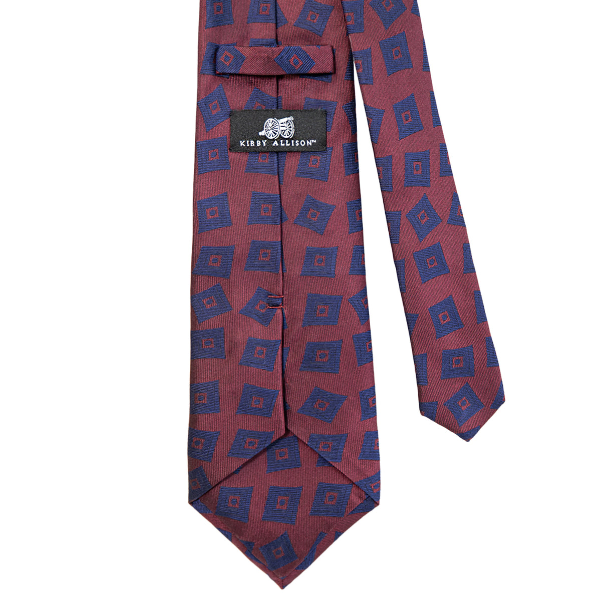 Sovereign Grade Oxblood Art Deco Solid Navy Pattern Tie - 150 cm