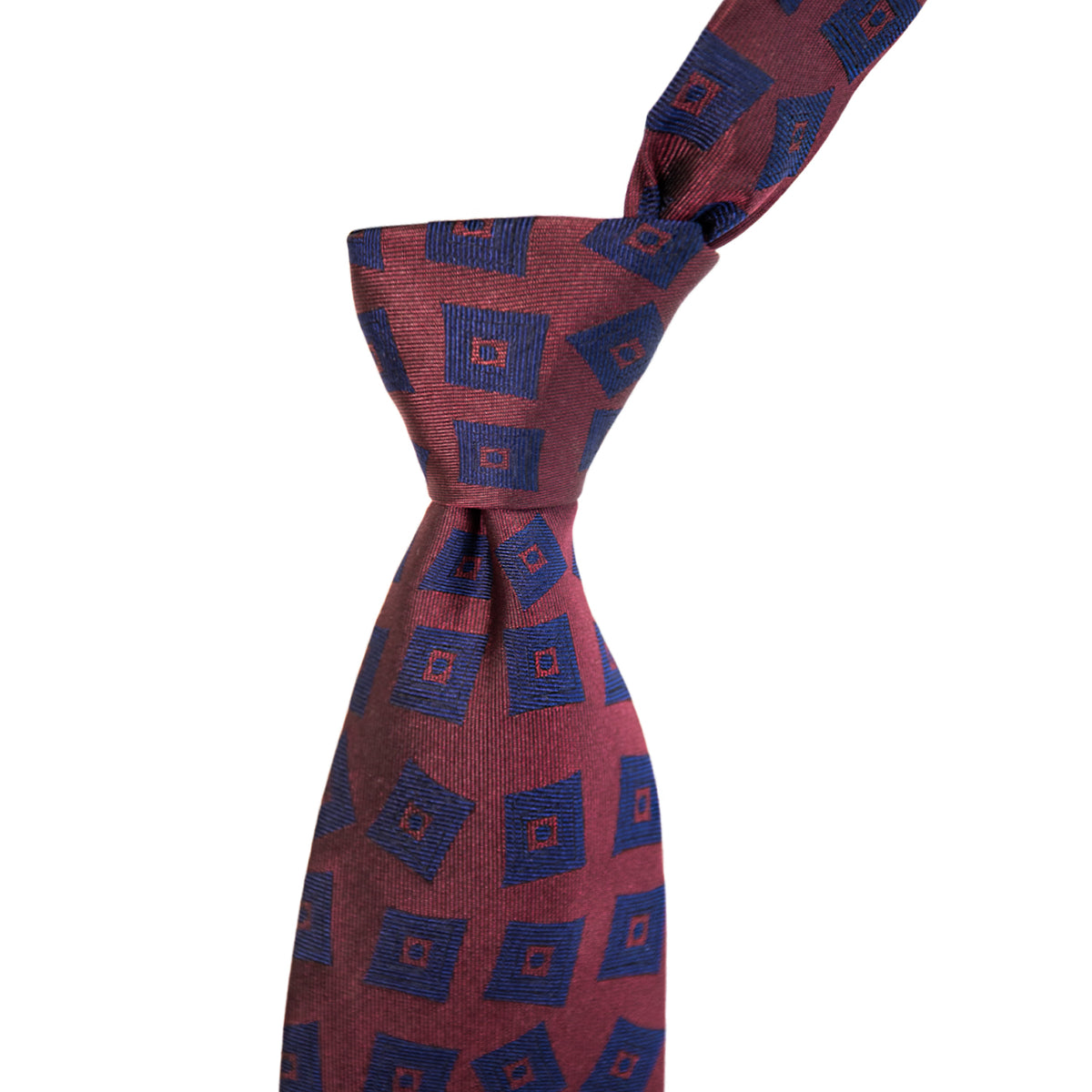 Sovereign Grade Oxblood Art Deco Solid Navy Pattern Tie - 150 cm