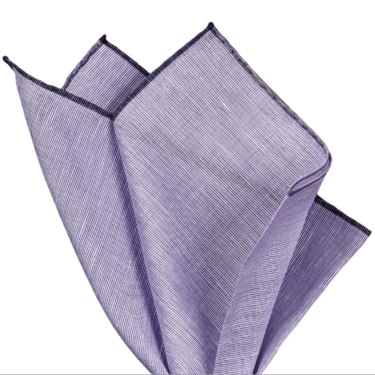 Simonnot Godard Cotton/Linen Purple Pocket Square with Grey Border