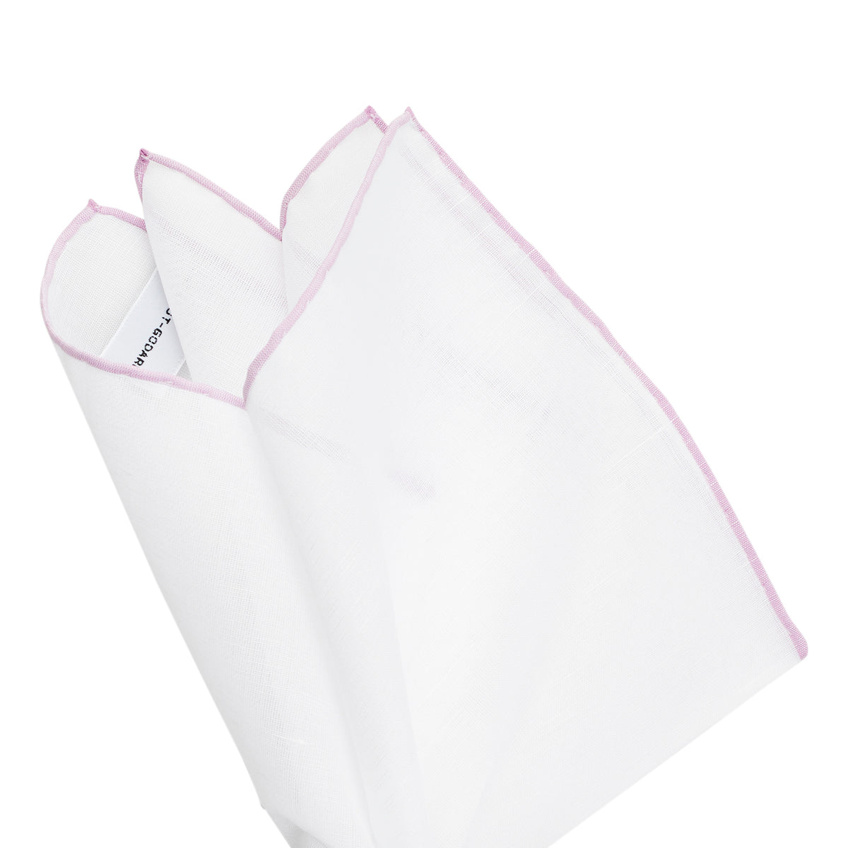 Simonnot Godard White Cotton/Linen with Lavender Border Pocket Square