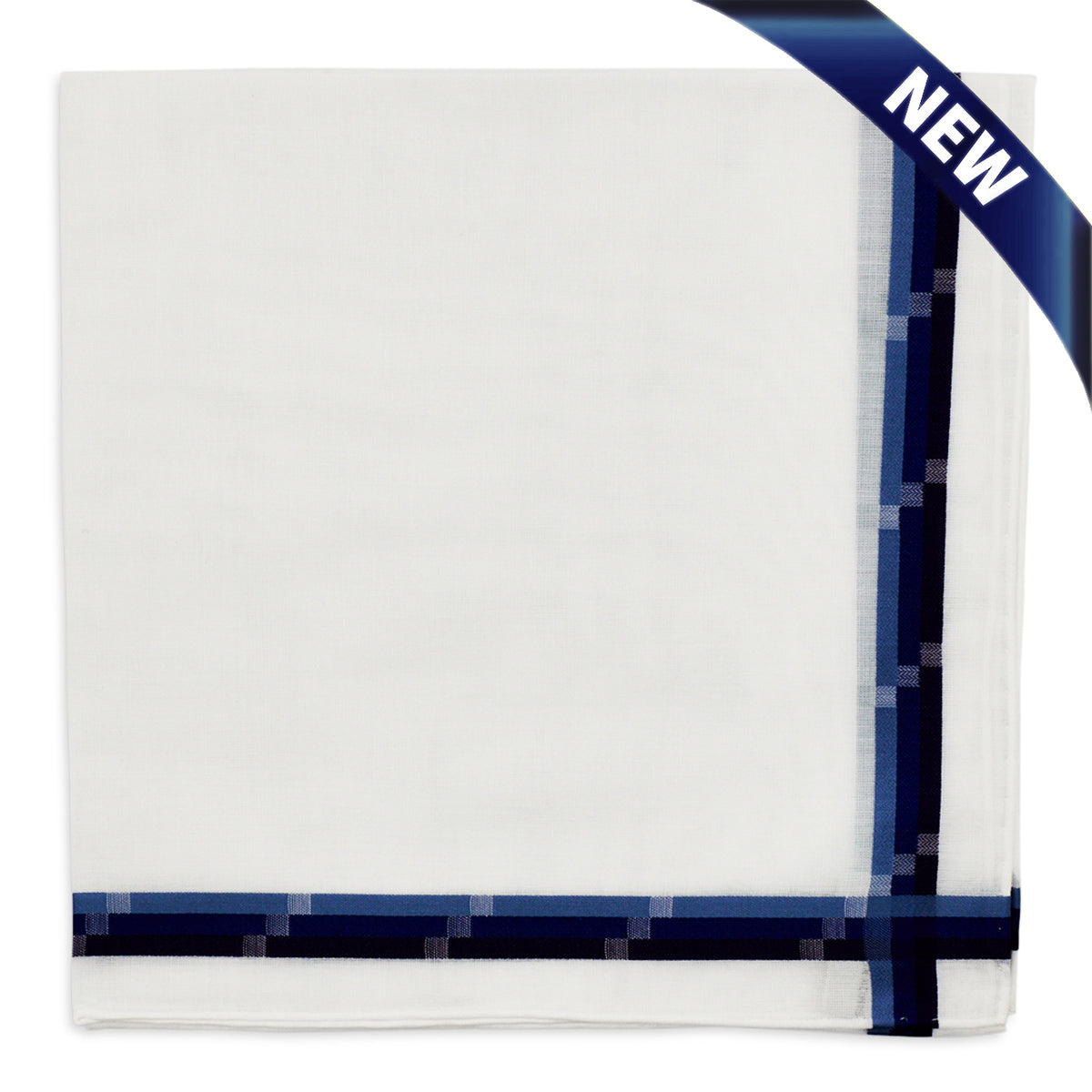 Simonnot Godard Mondrian White & Navy Jacquard 100% Pocket Square