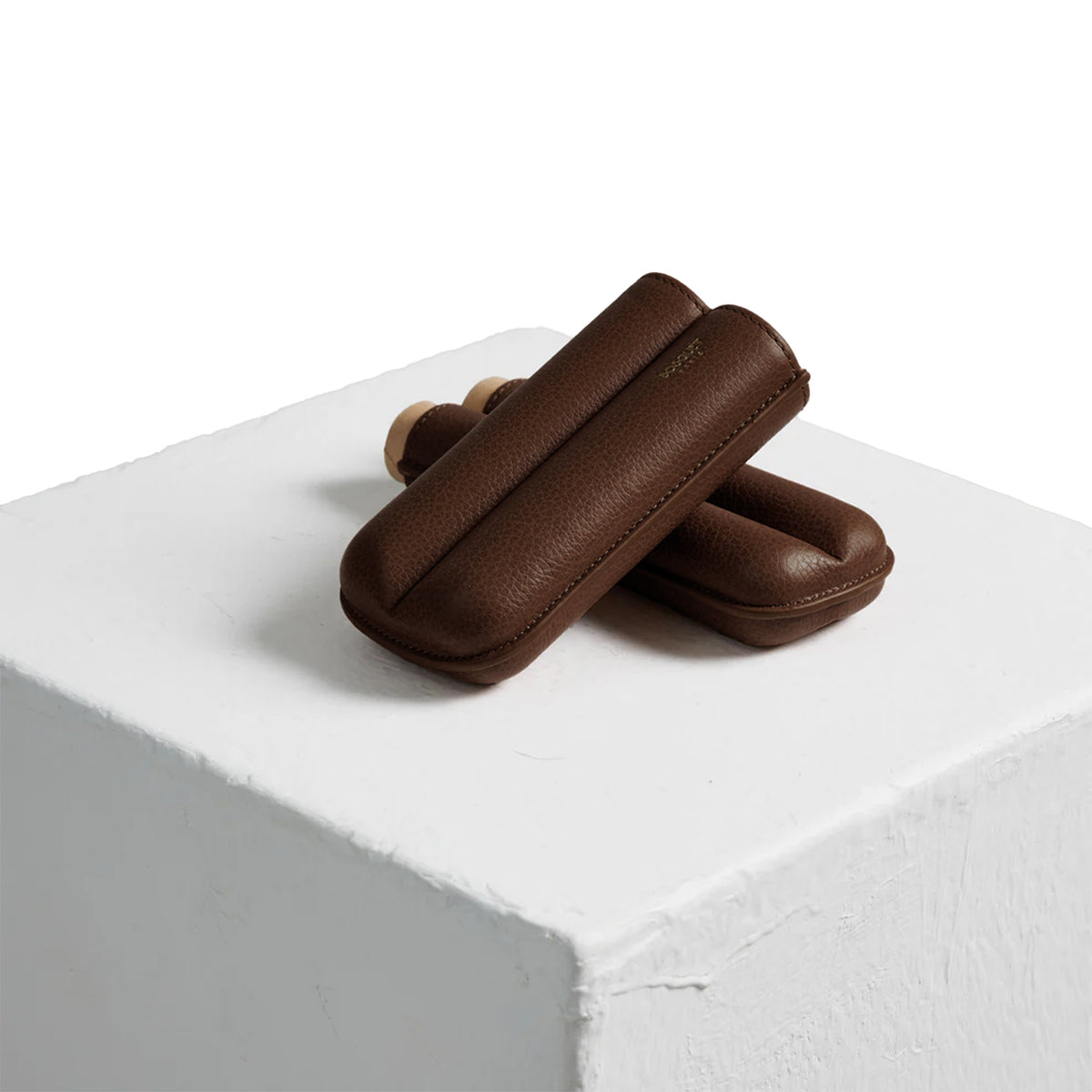 Bosquet Dark Brown Grained Leather Cylindrical Cigar Case (2 Cigars)