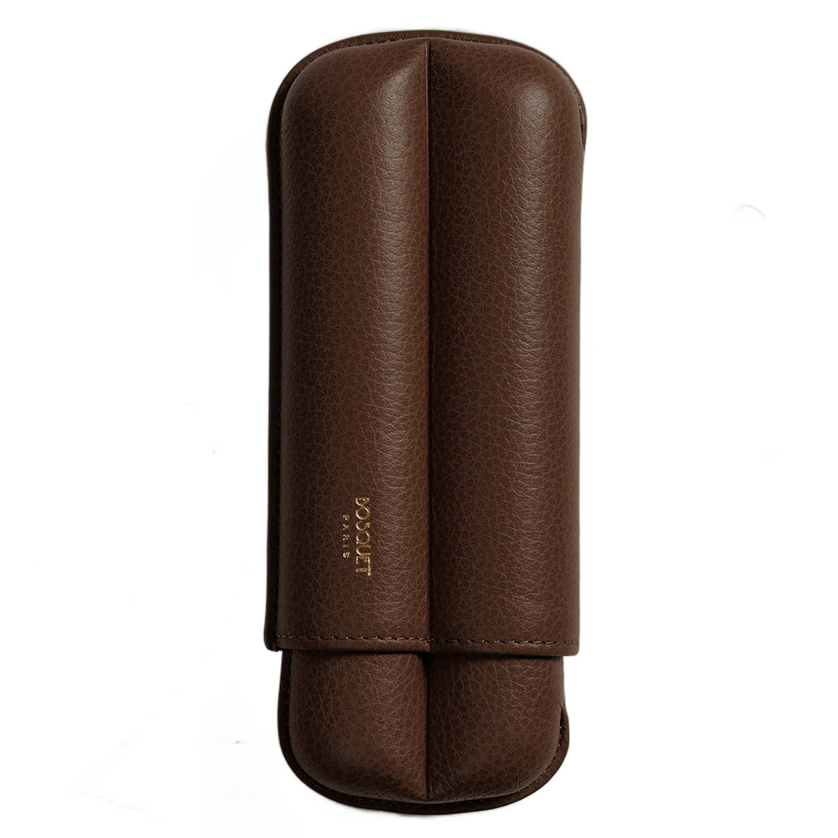 Bosquet Dark Brown Grained Leather Cylindrical Cigar Case (2 Cigars)