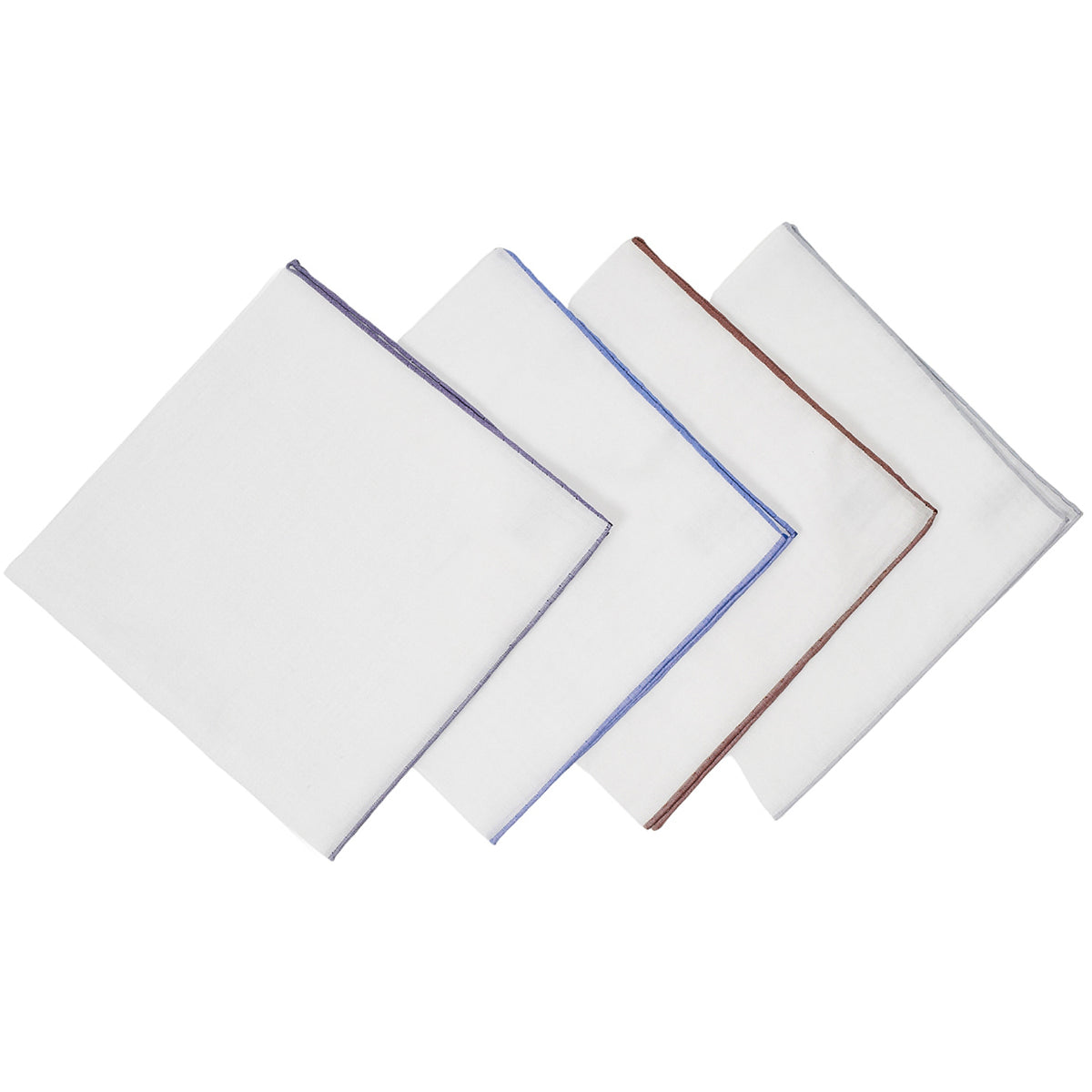 Large Simonnot Godard White with Color Border Cotton Pocket Square