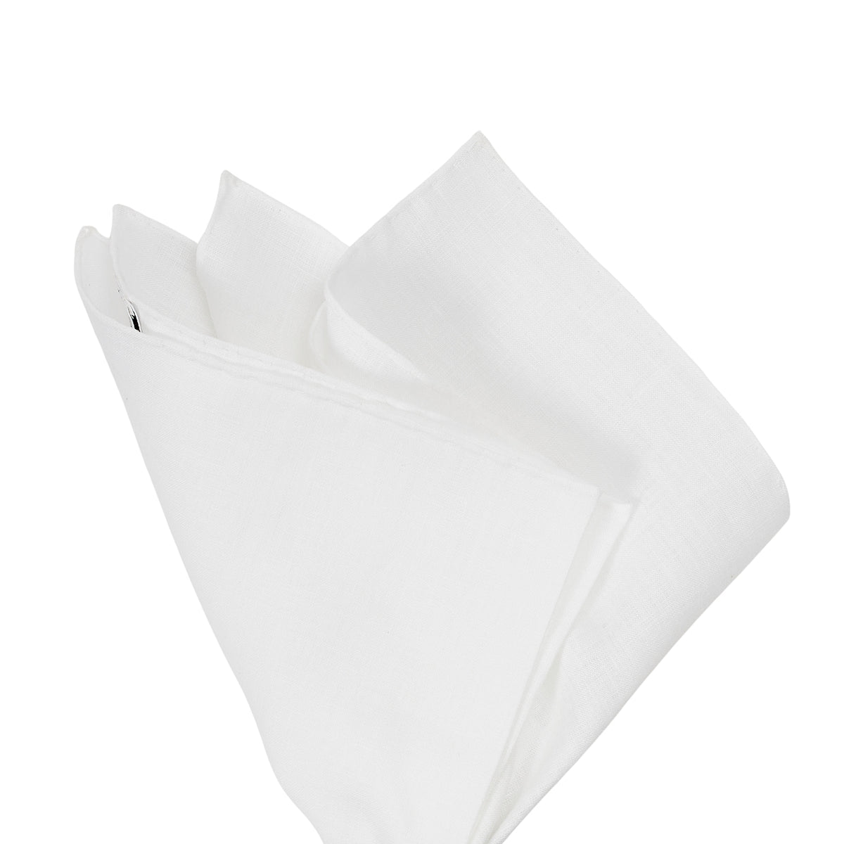 Simonnot Godard 100% Cotton Plain White Pocket Square